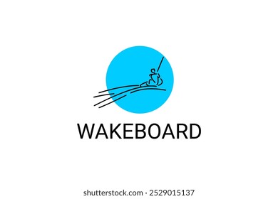 wakeboard sport vector line icon. a wakeboarders playing wakeboard in the water. sport pictogram, vector illustration.