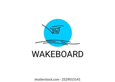 wakeboard sport vector line icon. a wakeboarders playing wakeboard in the water. sport pictogram, vector illustration.