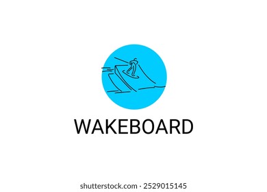 wakeboard sport vector line icon. a wakeboarders playing wakeboard in the water. sport pictogram, vector illustration.