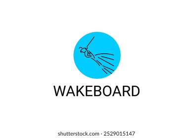 wakeboard sport vector line icon. a wakeboarders playing wakeboard in the water. sport pictogram, vector illustration.