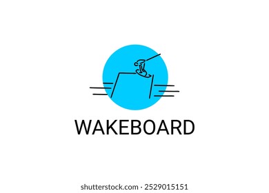 wakeboard sport vector line icon. a wakeboarders playing wakeboard in the water. sport pictogram, vector illustration.