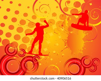 wake-boarder in action - vector