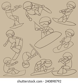 Wakeboarder robot set