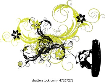 wakeboarder vector background