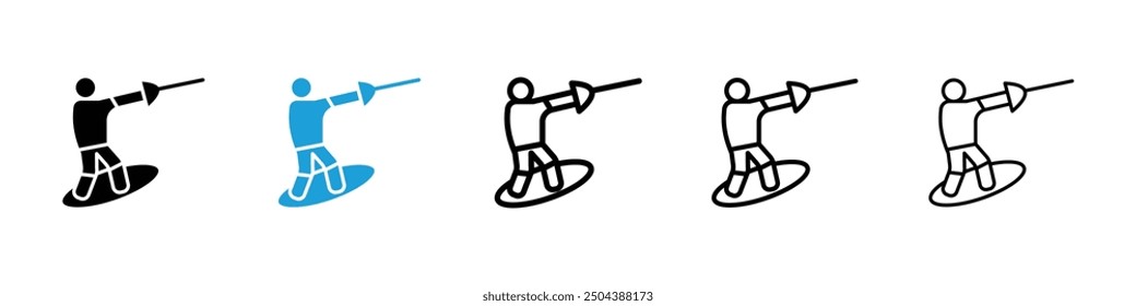 Wakeboarding icon in black and blue colors