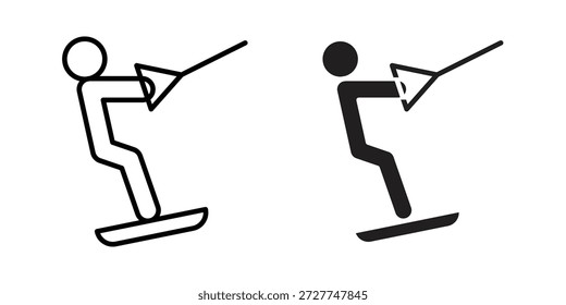 Concepto de icono de wakeboard. píxel perfecto icono de interfaz de usuario lineal.