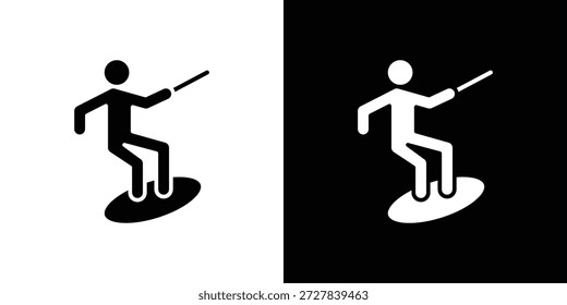Wakeboarding-Symbol Flache Vektorgrafik. Einfache schwarze Symbole