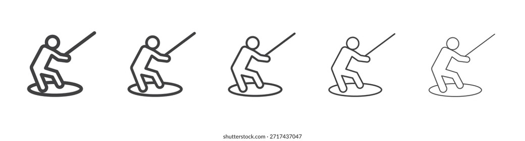 Conceito de ícone de Wakeboarding em traçados lineares