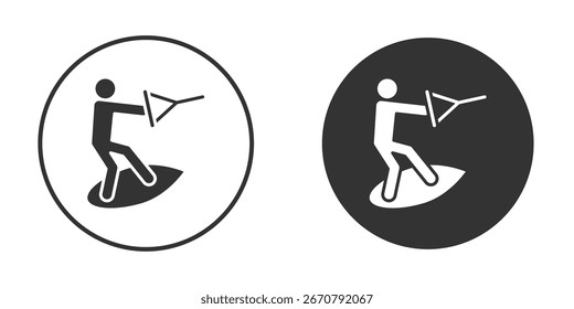 Wakeboarding icon in modern minimalistic flat versions