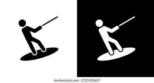 Paquete de diseño de ilustración plana de Vector de silueta de icono de wakeboard.