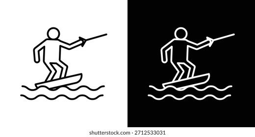 Symbol für Wakeboarding. Einfaches flaches Symbol. Piktogramm-Illustration mit perfektem schwarzem Umriss