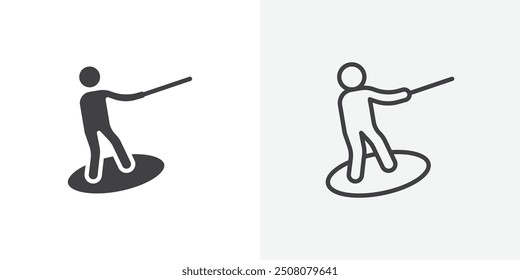 Wakeboarding icon in solid and outlined style