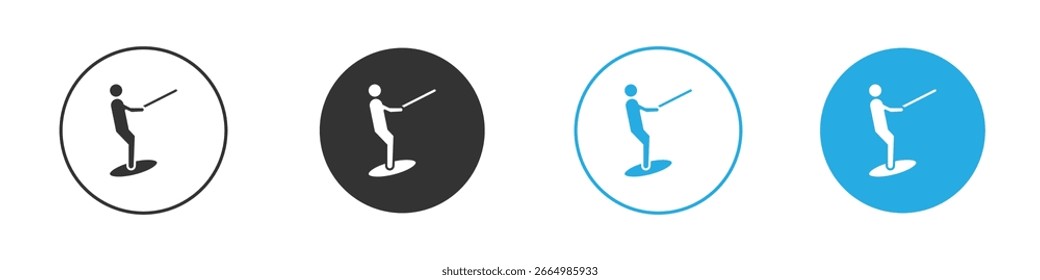 Wakeboarding icon solid style. Flat vector illustration.