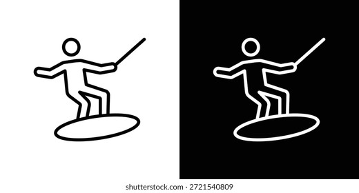 Icono de wakeboard en estilo lineal delgado de trazo de moda.