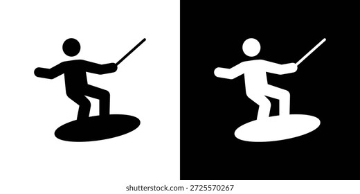 Icono de wakeboard en estilo lineal delgado de trazo de moda.
