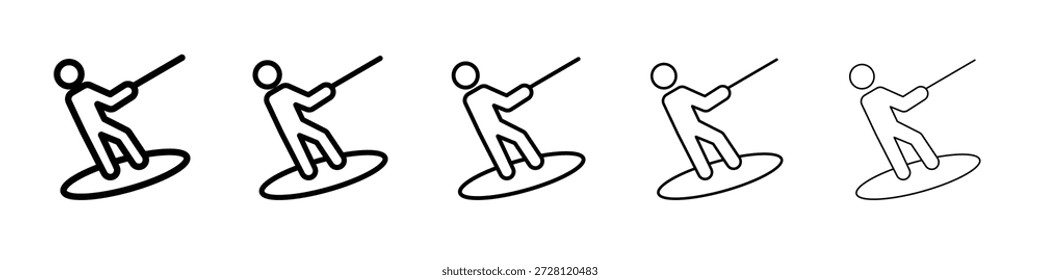 Vector de icono de wakeboard en pictograma lineal de trazo editable