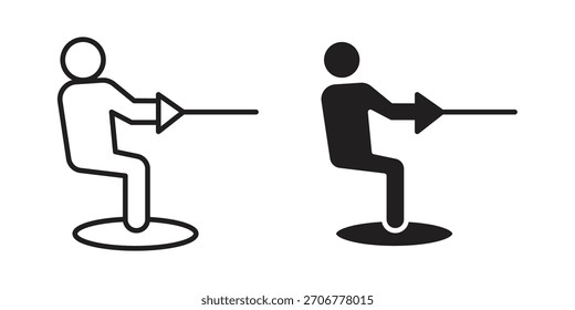 Wakeboarding icon vector glyph flat and trendy stroke line pack