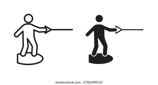 Ilustración vectorial de icono de wakeboard. Diseño plano. Símbolos de Vector de Diseño gráfico.