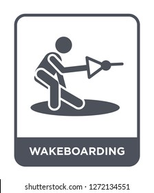 wakeboarding icon vector on white background, wakeboarding trendy filled icons from Free time collection, wakeboarding simple element illustration