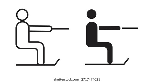 Iconos de wakeboard. Píxel perfecto. Icono de contorno de Vector. Concepto de logotipo plano.