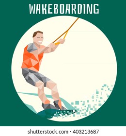 Wakeboarding illustration with splash