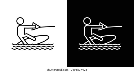 Wakeboarding line icon vector illustration set.