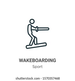 Wakeboarding outline vector icon. Thin line black wakeboarding icon, flat vector simple element illustration from editable sport concept isolated on white background