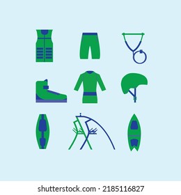 wakeboarding sports icons design with helmet rope and more modern vector illustration