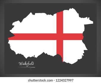 Wakefield City map with English national flag illustration
