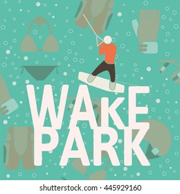 Wakepark illustration with wake objects
