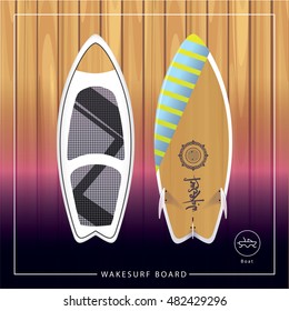 wakesurf board. summer extreme sports. vector illustrations. boating 