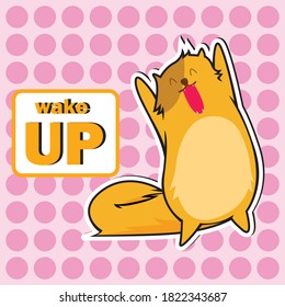 waking up cute cat vector sticker