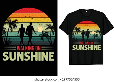 Waking on the Sunshine Vintage, Retro Style Cupules T-shirt Design