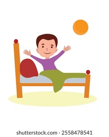 Waking up vector illustration. Waking up daily routine vector illustration.