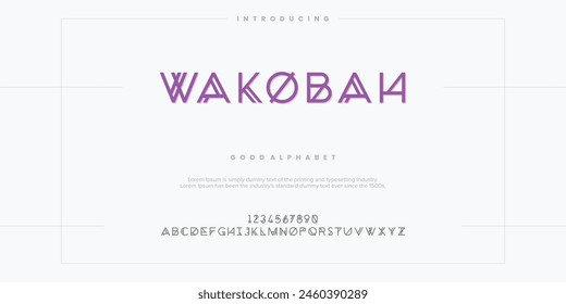 Wakobah abstract lined minimal modern alphabet fonts. Typography technology vector illustration