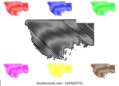 Wakulla County, Florida (U.S. county, United States of America, USA, U.S., US) map vector illustration, scribble sketch Wakulla map