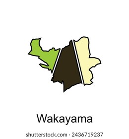 Wakyama City High detailed vector map of Japan prefecture, logotype element for template