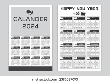 Wal Calendar design 2024 vector design 2