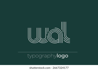 WAL moderne geometrische Typografie-Logo. Moderne und stilvolle Komposition mit einer monochromatischen Typografie-Logo-Illustration mit aufwändigen Linien.
