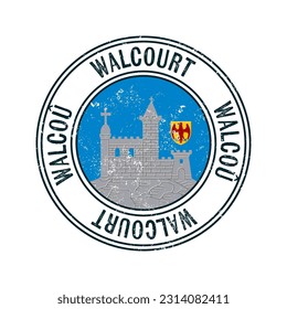 Walcourt, Belgium city vector grunge rubber stamp over white background