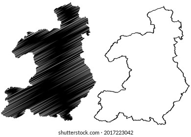 Waldeck-Frankenberg district (Federal Republic of Germany, rural district Kassel region, State of Hessen, Hesse, Hessia) map vector illustration, scribble sketch Waldeck Frankenberg map