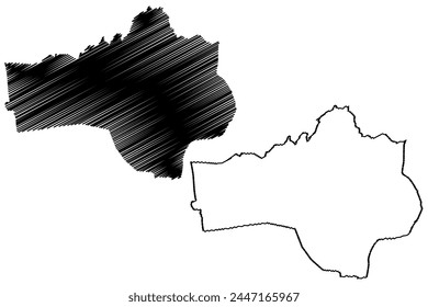 Bezirk Waldenburg (Schweiz, Schweizerische Eidgenossenschaft, Kanton Basel-Landschaft oder Country, Baselland oder Baselbiet) Vektorillustration, Skizze des Bezirks Waldenburg