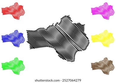 Bezirk Waldenburg (Schweiz, Eidgenossenschaft, Kanton Basel-Landschaft oder Basel-Land, Baselland oder Baselbiet) Karte, Vektorgrafik, Skizze Bezirk Waldenburg Karte