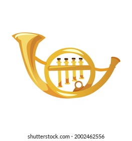 Waldhorn cartoon icon isolated on white background. Colorful musical instrument Flat style vector illustration.