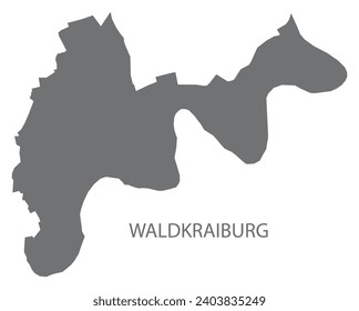 Waldkraiburg German city map grey illustration silhouette shape