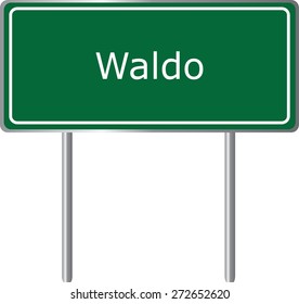 Waldo, Alabama, Road Sign Green Vector Illustration, Road Table, USA City