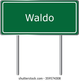 Waldo , Arkansas, Road Sign Green Vector Illustration, Road Table, USA City