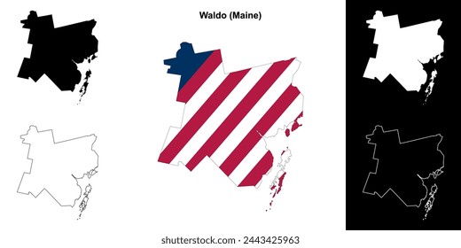 Waldo county (Maine) outline map set