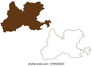 Waldshut district (Federal Republic of Germany, rural district, Baden-Wurttemberg State) map vector illustration, scribble sketch Waldshut map