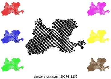 Waldshut district (Federal Republic of Germany, rural district, Baden-Wurttemberg State) map vector illustration, scribble sketch Waldshut map